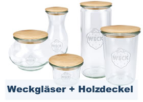 Weckgläser mit Holzdeckel