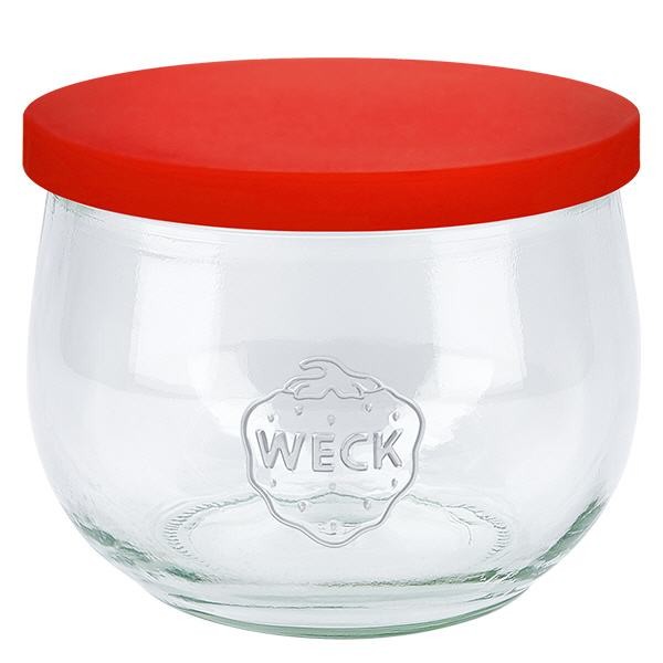 WECK Tulpenglas 580ml + Silikondeckel rot