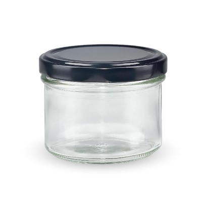 Marmeladenglas - Sturzglas 225ml mit schwarzem Deckel