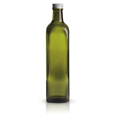 Eckige Glasflasche grün mit Verschluss 750 ml