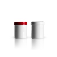Salbenkruke mit rotem/weißem Deckel 50g Salbenkruke mit rotem/weißem Deckel 50g