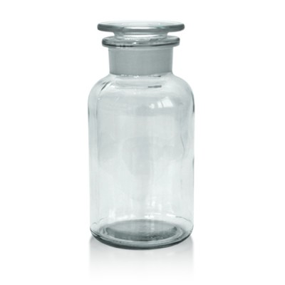Apothekerflasche 500 ml Weithals klar + Glasstopfen