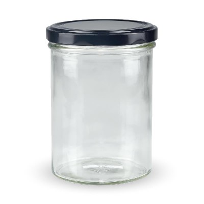 Marmeladenglas 435ml mit schwarzem Deckel