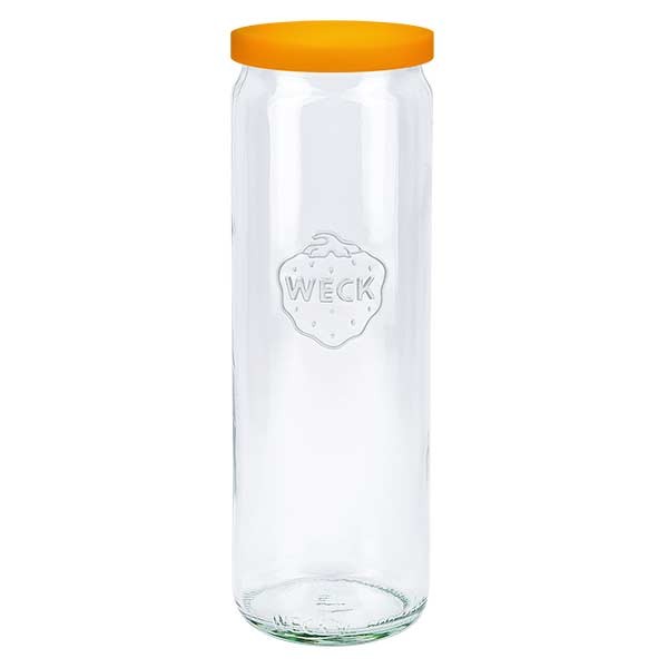 Weck Zylinderglas 600ml + Silikondeckel orange