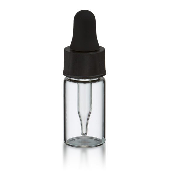 Mini Pipettenflasche 3ml klar + schwarze Pipette