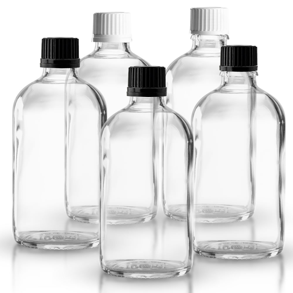 Klare Tropfflaschen mit Tropfverschlüssen