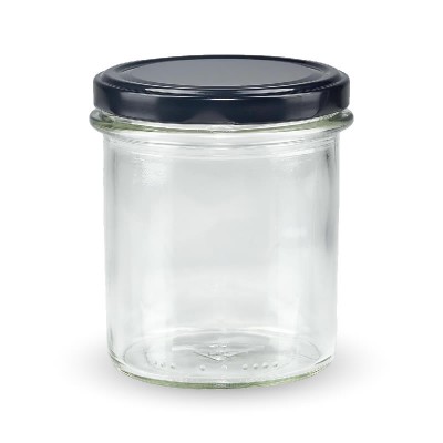Marmeladenglas - Sturzglas 350ml mit schwarzem Deckel
