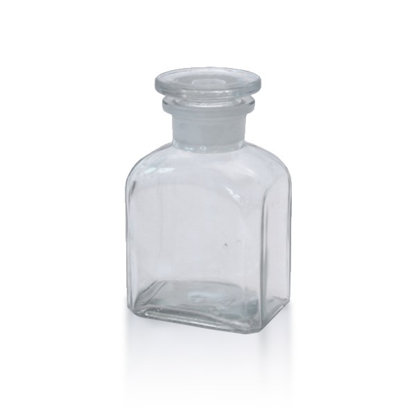 Vierkantflasche 150 ml Klarglas + Glasstopfen