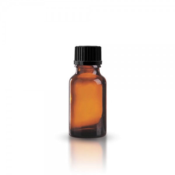 Tropfflasche braun 15ml + schwarzem Schraubverschluss ST