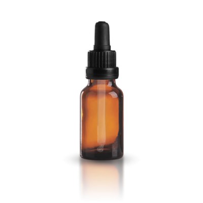 Braune 15ml Pipettenflasche mit schwarzer Glaspipette