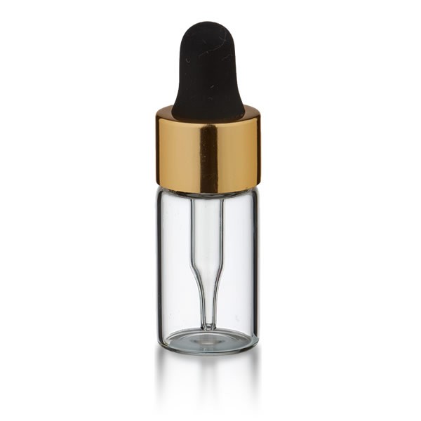 Mini Pipettenflasche 3ml klar+ Pipette gold/schwarz