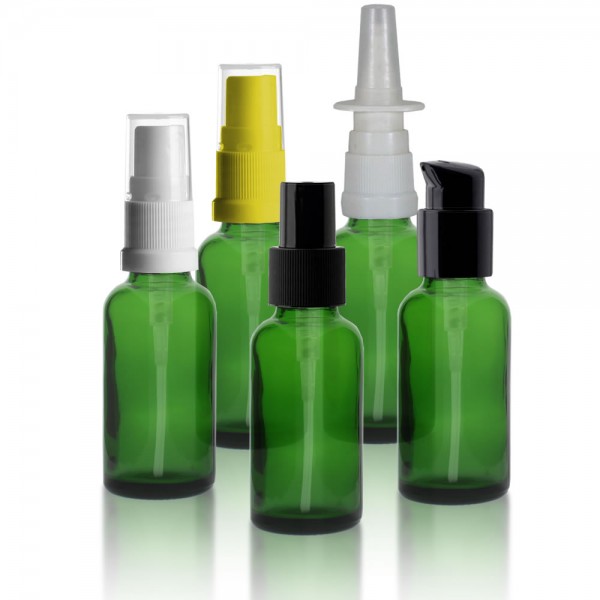 Grüne 30ml Glasflaschen mit Pumpverschluss