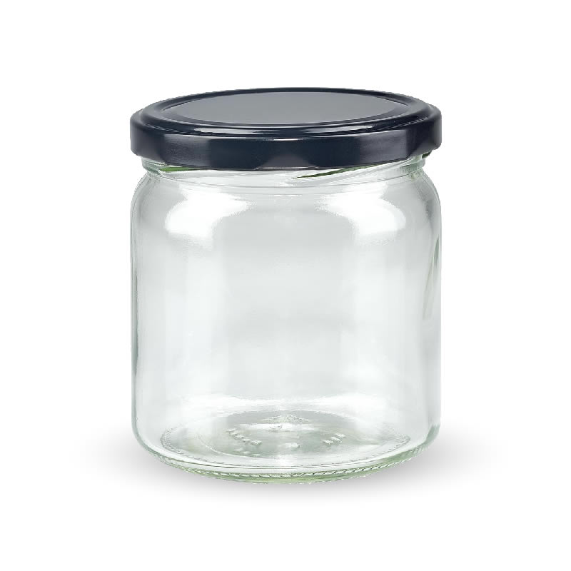 Twist Off Einmachglas Runda 408ml + Deckel schwarz