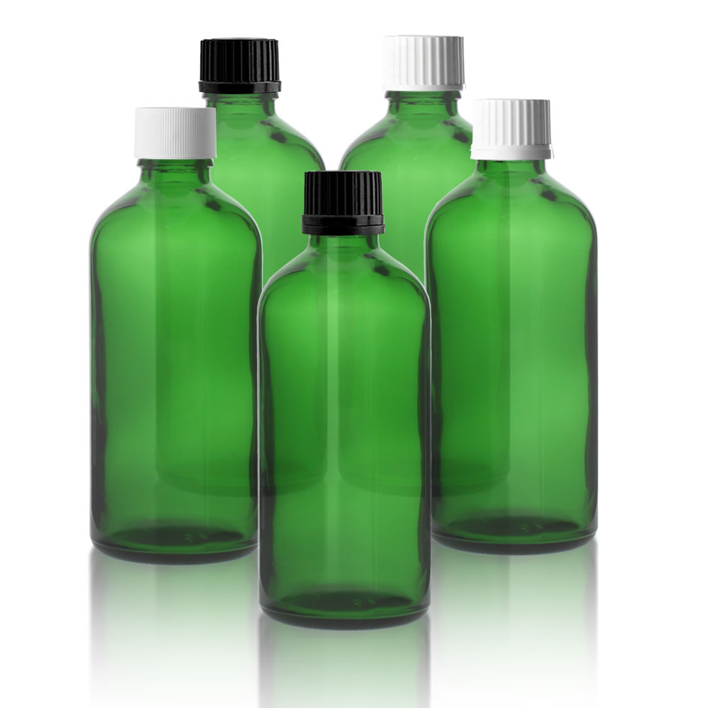 Grüne Apothekerflasche 100ml + Schraubverschluss