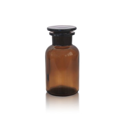 Apothekerflasche 100 ml Weithals braun + Glasstopfen