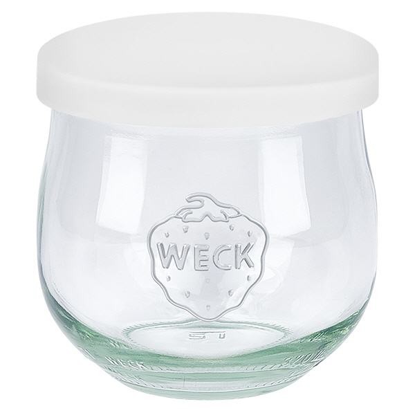 WECK Tulpenglas 370ml + Silikondeckel weiß