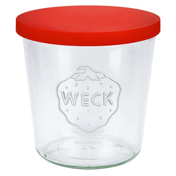 Weck Sturzglas 580ml + Silikondeckel rot