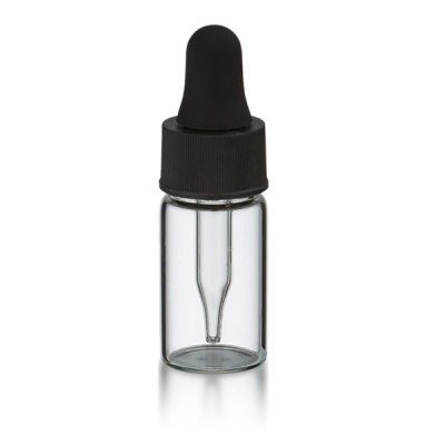 Mini Pipettenflasche 3ml klar + schwarze Pipette