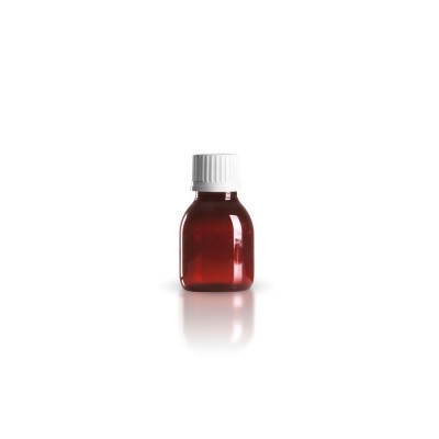 PET Medizinflasche 60ml + Schraubverschluss weiß