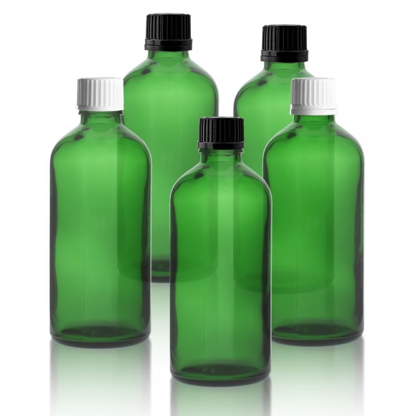 Grüne Glasflasche 100ml + Tropfverschluss