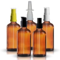 Braune 100ml Glasflasche mit Pumpverschluss Braune 100ml Glasflasche mit Pumpverschluss