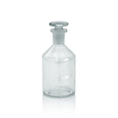 Steilbrustflasche 100 ml Enghals klar + Glasstopfen