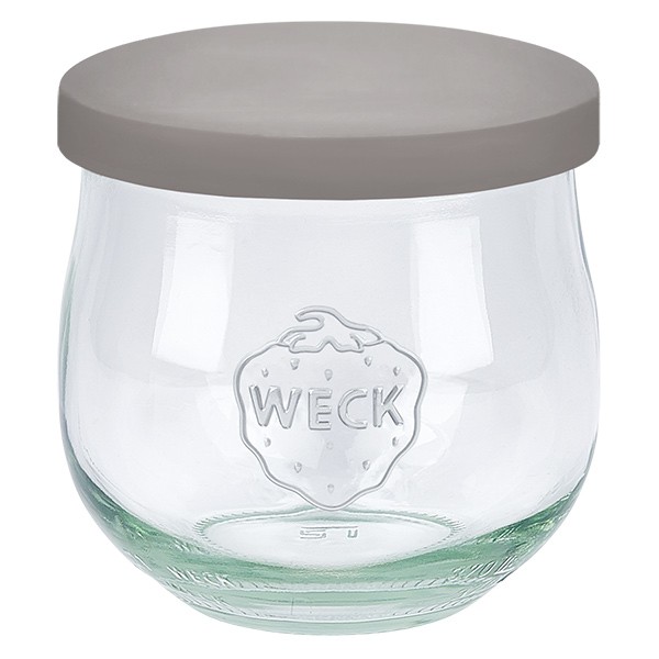 WECK Tulpenglas 370ml + Silikondeckel grau