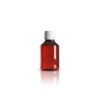 PET Medizinflasche 100ml + Schraubverschluss weiß