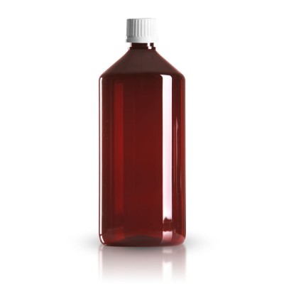 PET Medizinflasche 1000ml + Schraubverschluss weiß