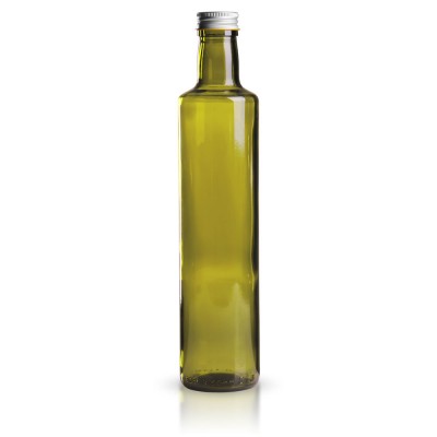 Runde Glasflasche grün mit Verschluss 500ml