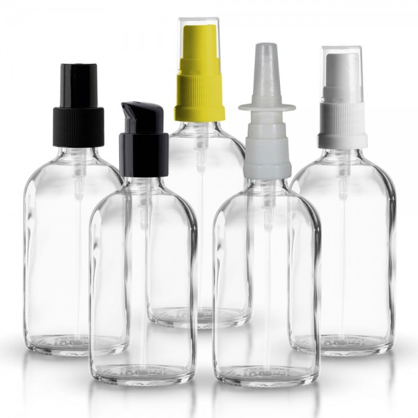 Klare 100ml Glasflasche mit Pumpverschluss