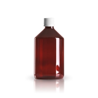 PET Medizinflasche 500ml + Schraubverschluss weiß