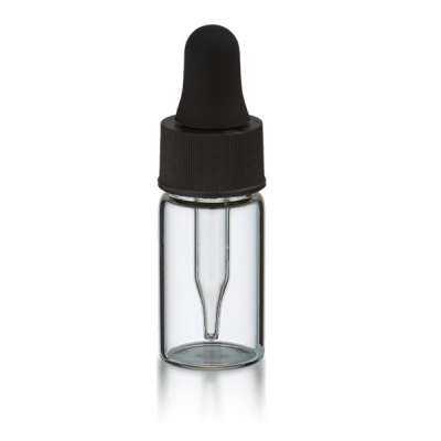 Transparente Glasphiole, schwarzer Verschluss mit Pipette, 5 ml | Handymade