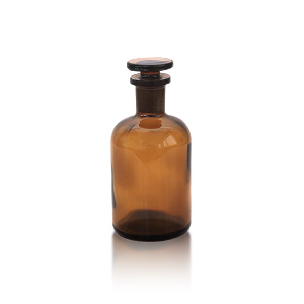 Apothekerflasche 100 ml Enghals braun + Glasstopfen